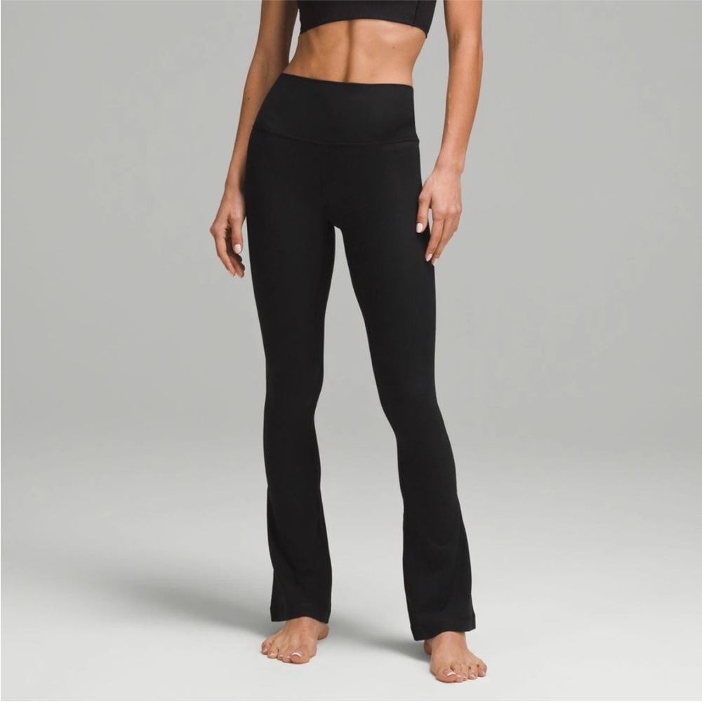 Lululemon Black Align Ribbed Mini Flare Pants Sz 2 28”